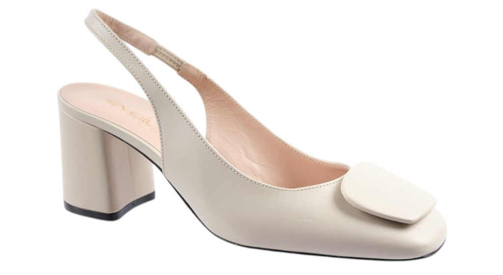 Cream soft leather slingback heel