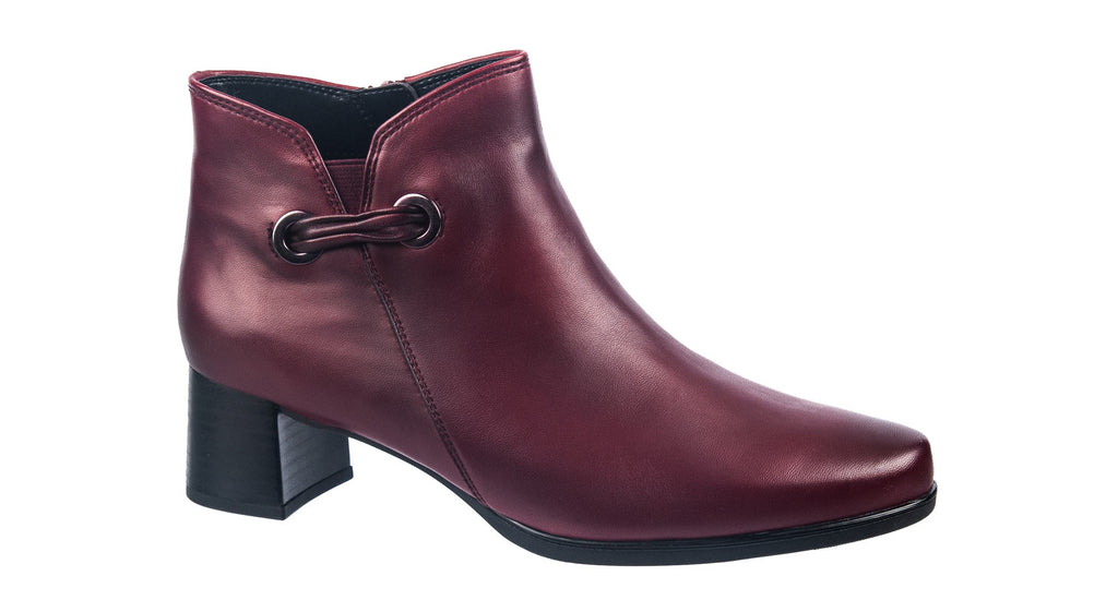 Gabor dark red leather heeled ankle boot.