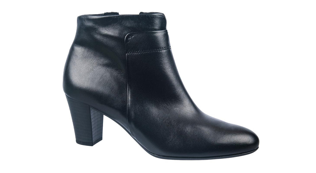 Gabor women's black leather heeled ankle boot.