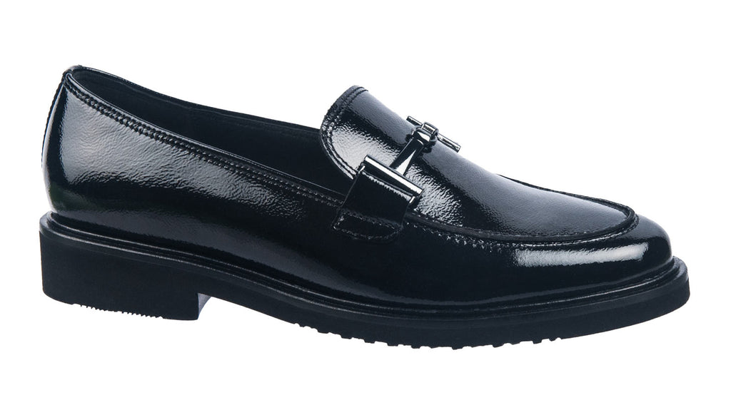 Black patent leather women's loafers from Gabor shoes