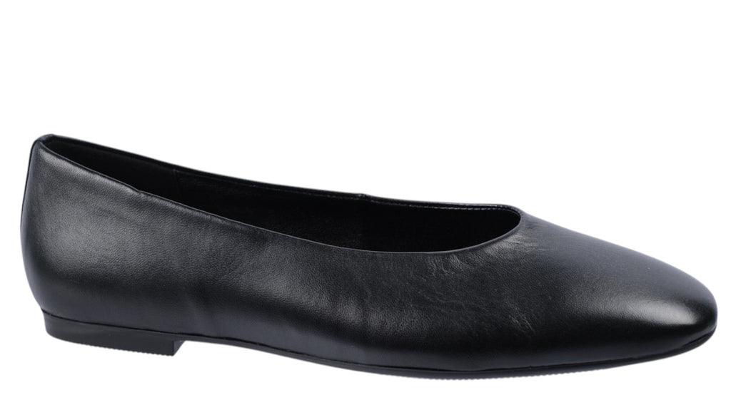 Black soft leather slip on Gabor flat shoes