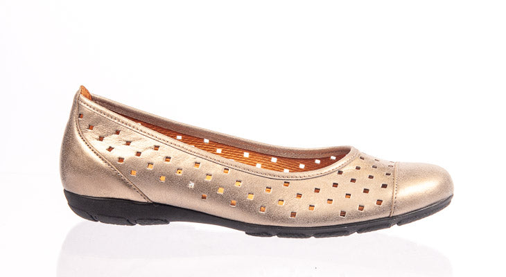 Pale gold perforated leather pumps from Gabor shoes