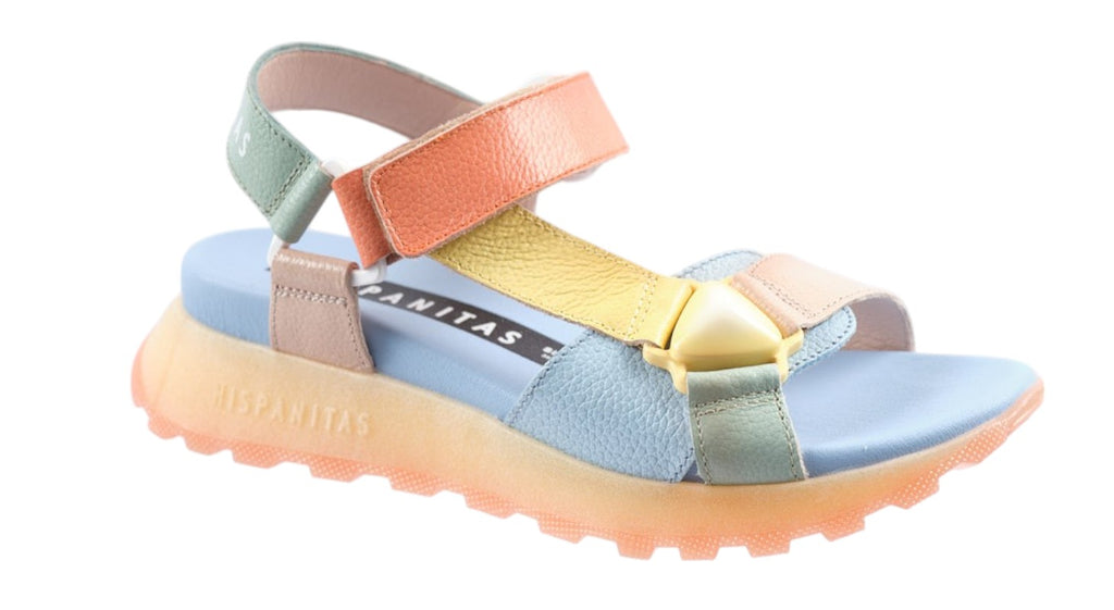 Multi pastel coloured leather sandal