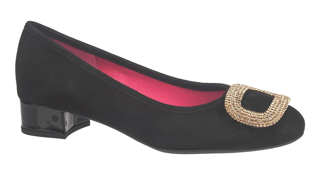 Le Babe black suede pumps with diamante detail