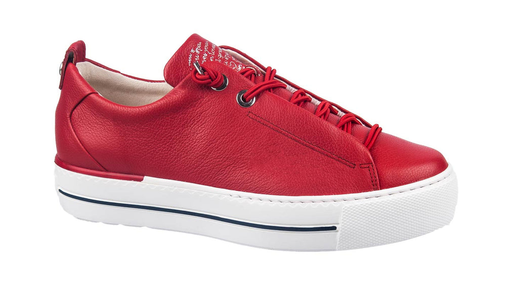 Paul Green red leather trainers with white sole
